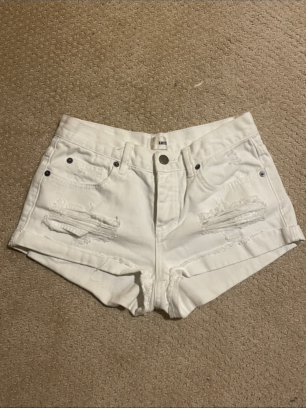 Amuse Society White Distressed Denim Jean Shorts